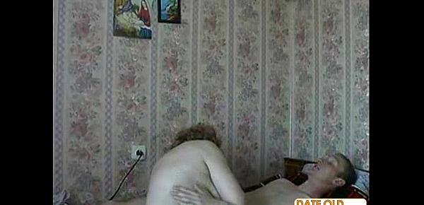  Russian old grandmother cheat with young guy
